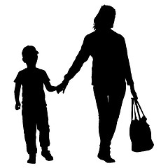 Image showing Silhouette of happy family on a white background. illustration.