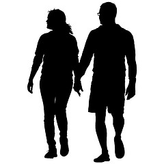 Image showing Couples man and woman silhouettes on a white background. illustration