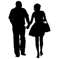 Image showing Couples man and woman silhouettes on a white background. illustration