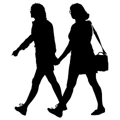 Image showing Couples man and woman silhouettes on a white background. illustration