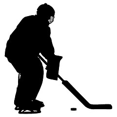 Image showing Silhouette of hockey player. Isolated on white. illustrations