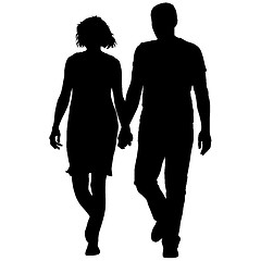 Image showing Couples man and woman silhouettes on a white background. illustration