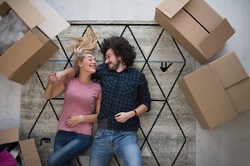 Image showing Top view of attractive young couple