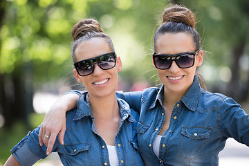 Image showing twin sister with sunglasses