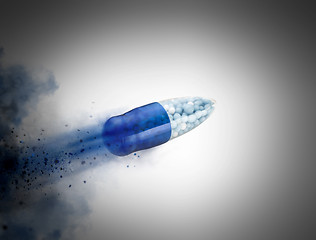 Image showing Blue capsules and pills background