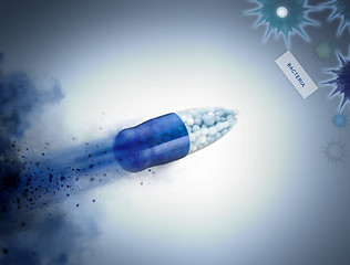 Image showing Blue capsules and pills background