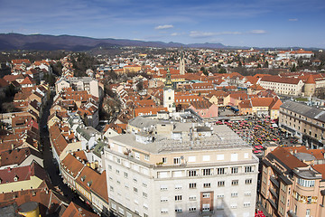 Image showing Panoramic view of the Upper town and Dolac market in Zagreb