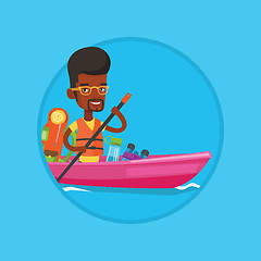 Image showing Man riding in kayak vector illustration.