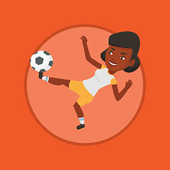 Image showing Soccer player kicking ball vector illustration.