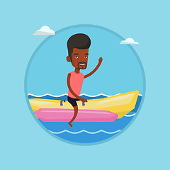 Image showing Tourists riding a banana boat vector illustration.