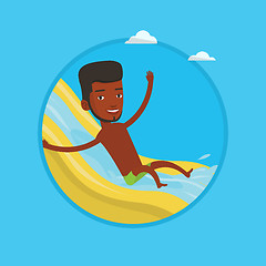 Image showing Man riding down waterslide vector illustration.