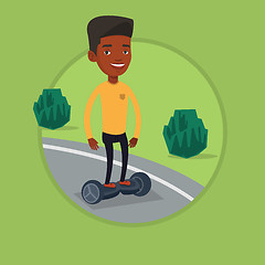 Image showing Man riding on self-balancing electric scooter.