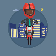 Image showing Man riding motorbike at night vector illustration