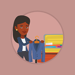 Image showing Woman packing his suitcase vector illustration.