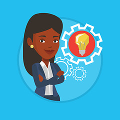 Image showing Woman with business idea bulb in gear.