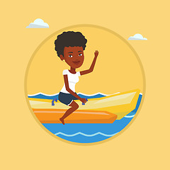 Image showing Tourists riding a banana boat vector illustration.