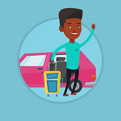 Image showing African man traveling by car vector illustration