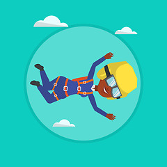 Image showing African parachutist jumping with parachute.