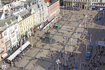 Image showing Aerial view at Ban Jelacic Square in Zagreb, capital town of Cro