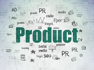 Image showing Marketing concept: Product on Digital Data Paper background