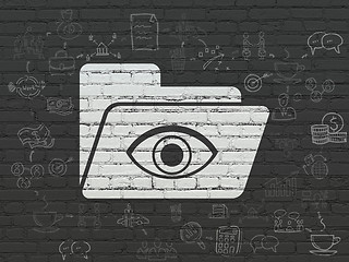 Image showing Business concept: Folder With Eye on wall background