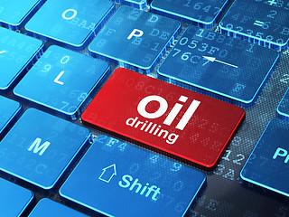 Image showing Manufacuring concept: Oil Drilling on computer keyboard background