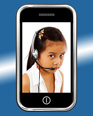 Image showing Child With Headset Talking Over Internet