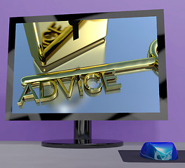 Image showing Advice Key On Computer Screen Showing Assistance