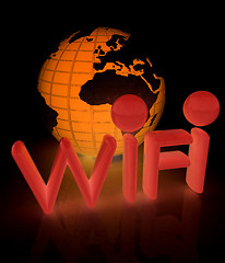 Image showing wifi earth icon. 3d illustration
