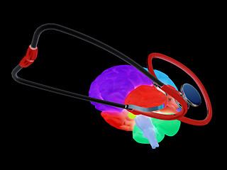 Image showing stethoscope and brain. 3d illustration