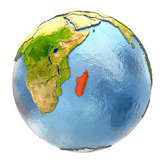 Image showing Madagascar in red on full Earth