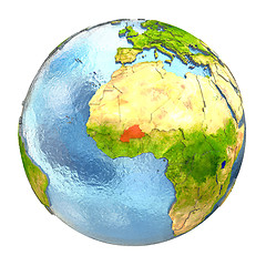 Image showing Burkina Faso in red on full Earth
