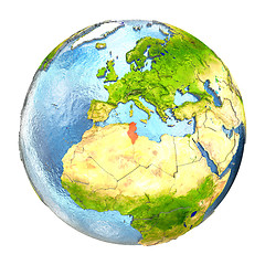 Image showing Tunisia in red on full Earth