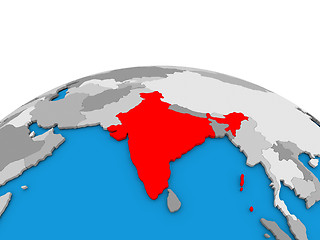 Image showing India on globe in red