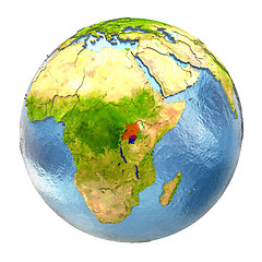 Image showing Uganda in red on full Earth