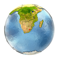 Image showing Lesotho in red on full Earth