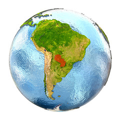 Image showing Paraguay in red on full Earth