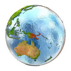 Image showing Papua New Guinea in red on full Earth