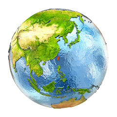 Image showing Taiwan in red on full Earth