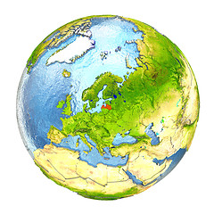 Image showing Latvia in red on full Earth