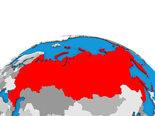 Image showing Russia on globe in red