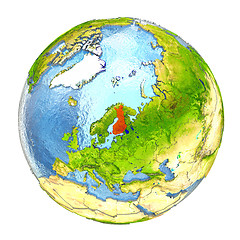 Image showing Finland in red on full Earth