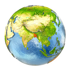 Image showing Bangladesh in red on full Earth