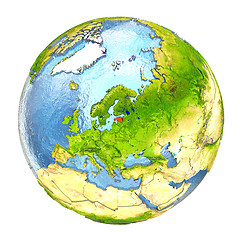 Image showing Estonia in red on full Earth