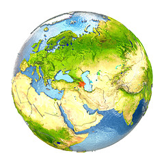 Image showing Azerbaijan in red on full Earth