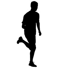 Image showing Silhouettes. Runners on sprint, men. illustration