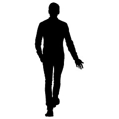 Image showing Black silhouettes man on white background. illustration