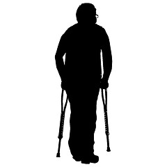 Image showing Silhouette of disabled people on a white background. illustration