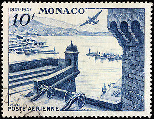 Image showing Monaco port and fortress stamp