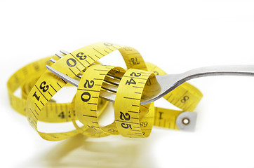 Image showing Steel fork and measuring tape